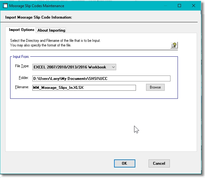 Import Select Screen